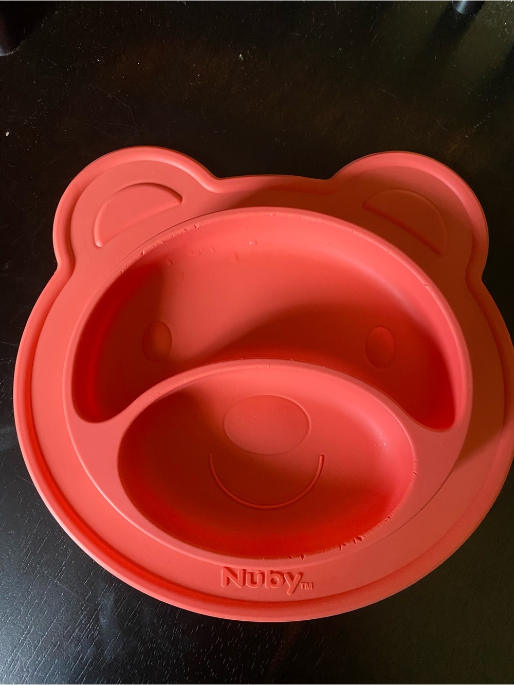 Nuby Red Bear Silicone Divided Plate - Kids Dinnerware